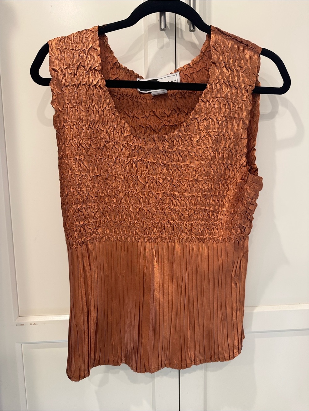 Women's Pleated & Smocked Tank Top in Rust
